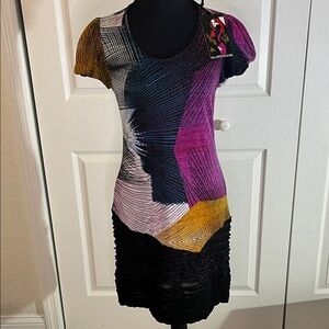 NWT Custo Barcelona Bodycon Minidress Suity Black Size 2 Small